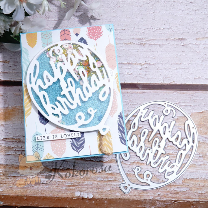 Kokorosa Metal Cutting Dies with "happy birthday" Balloon