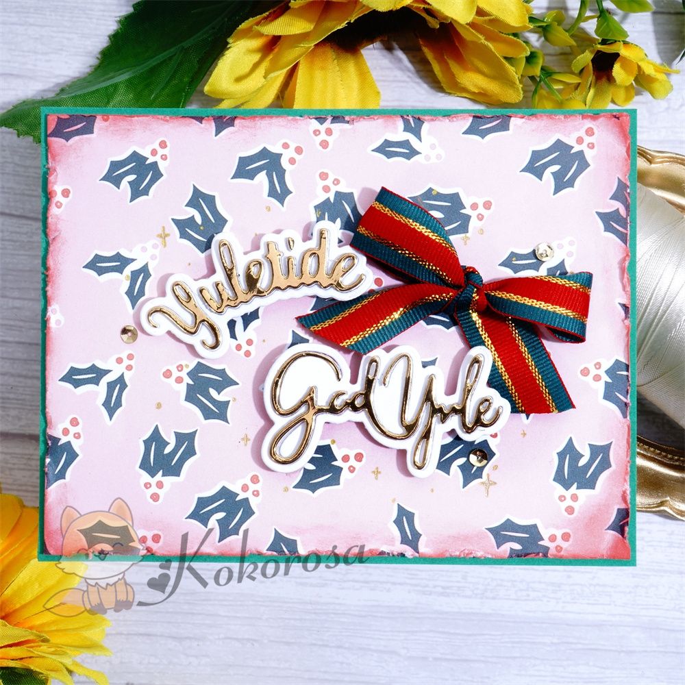 Kokorosa Metal Cutting Dies with "yuletide god yule" Word