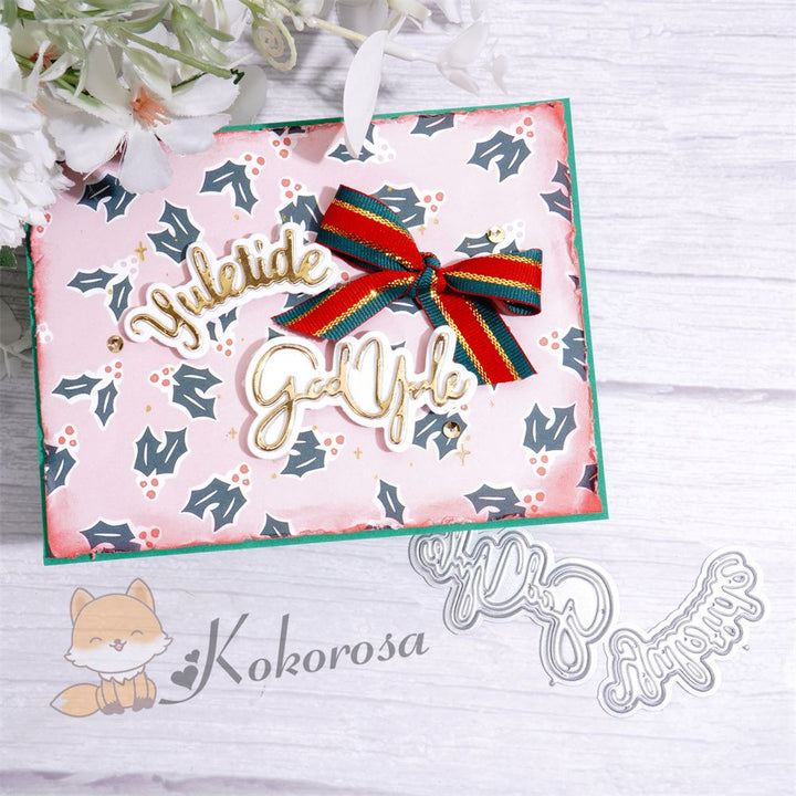 Kokorosa Metal Cutting Dies with "yuletide god yule" Word
