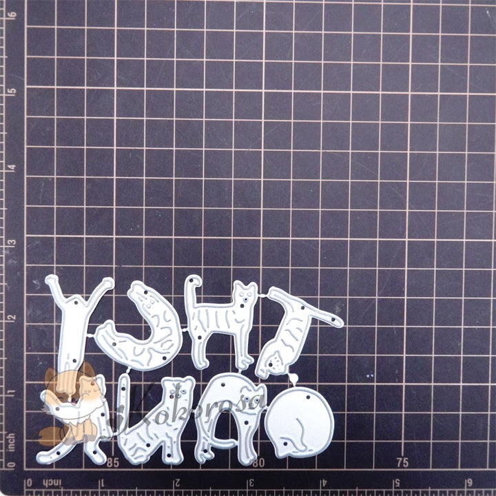 Kokorosa Metal Cutting Dies with Yoga Cats "HAPPY BIRTHDAY" Words