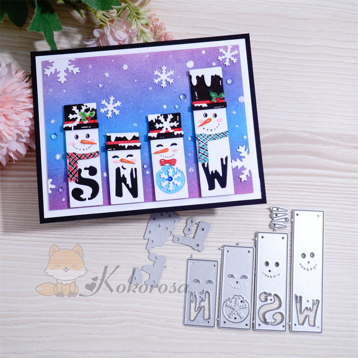 Kokorosa Metal Cutting Dies with Snow Word Flat Snowman