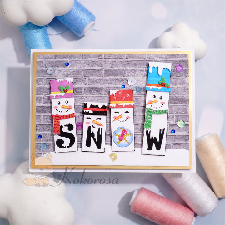 Kokorosa Metal Cutting Dies with Snow Word Flat Snowman