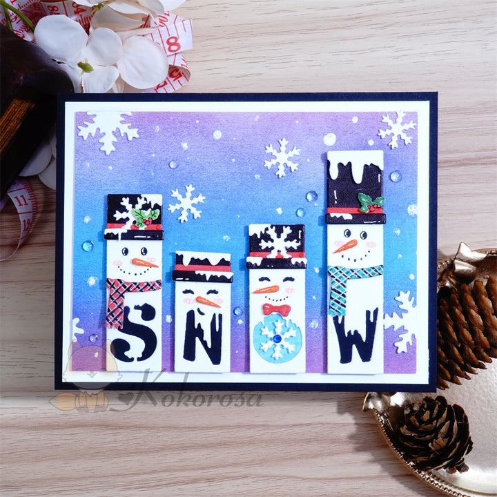 Kokorosa Metal Cutting Dies with Snow Word Flat Snowman