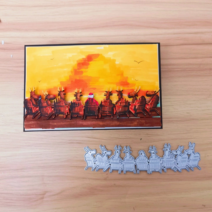 Santa Claus and Reindeers on Chairs Cutting Dies