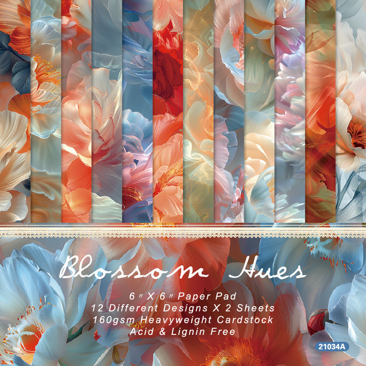 Kokorosa 24PCS 6" Blossom Hues Scrapbook & Cardstock Paper