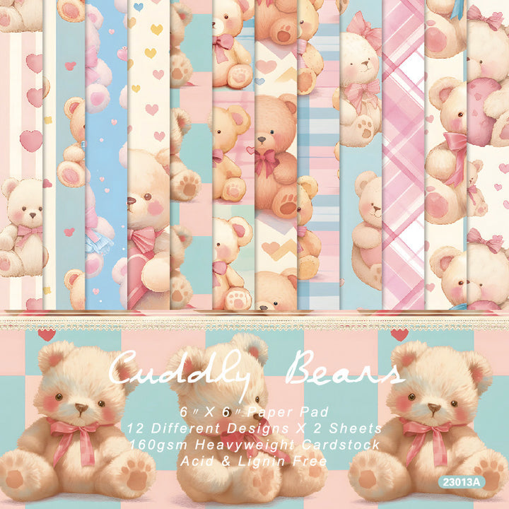 Kokorosa 24PCS 6" Cuddly Bears Scrapbook & Cardstock Paper