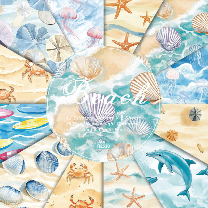 Kokorosa 24PCS 6" Beach Scrapbook & Cardstock Paper
