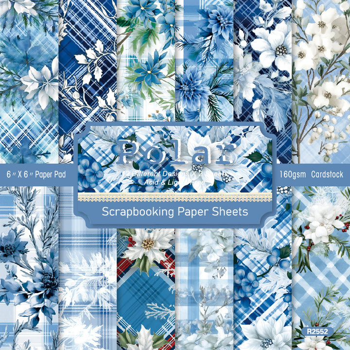 Kokorosa 24PCS 6" Polar Scrapbook & Cardstock Paper
