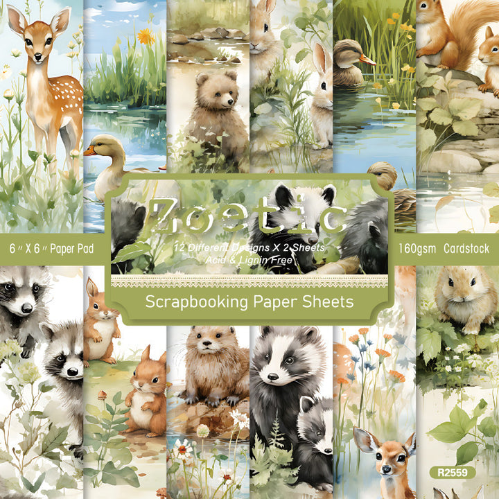 Kokorosa 24PCS 6" Zoetic Scrapbook & Cardstock Paper