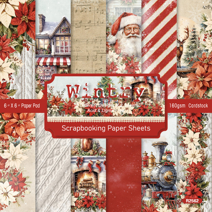 Kokorosa 24PCS 6" Wintry Scrapbook & Cardstock Paper