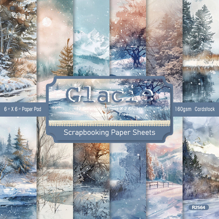 Kokorosa 24PCS 6" Glacie Scrapbook & Cardstock Paper