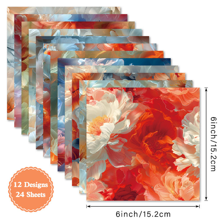 Kokorosa 24PCS 6" Blossom Hues Scrapbook & Cardstock Paper