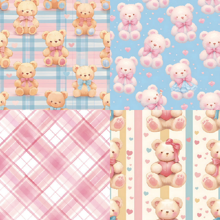 Kokorosa 24PCS 6" Cuddly Bears Scrapbook & Cardstock Paper