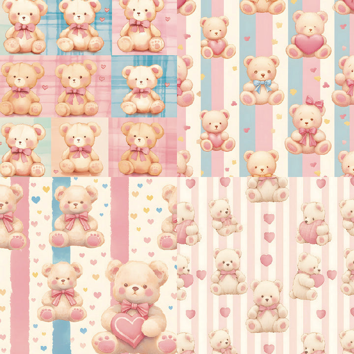 Kokorosa 24PCS 6" Cuddly Bears Scrapbook & Cardstock Paper