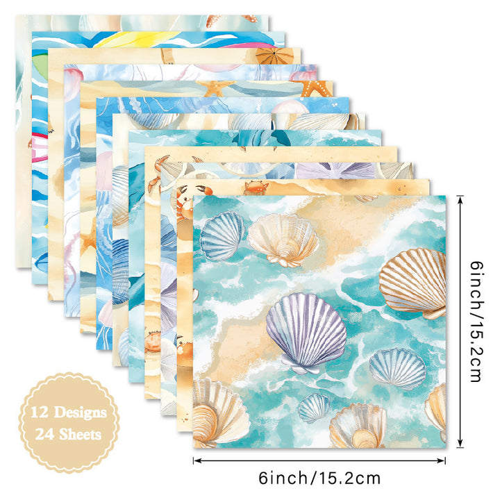 Kokorosa 24PCS 6" Beach Scrapbook & Cardstock Paper
