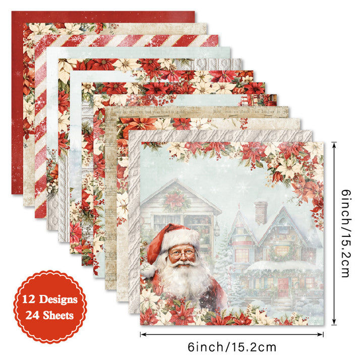 Kokorosa 24PCS 6" Wintry Scrapbook & Cardstock Paper