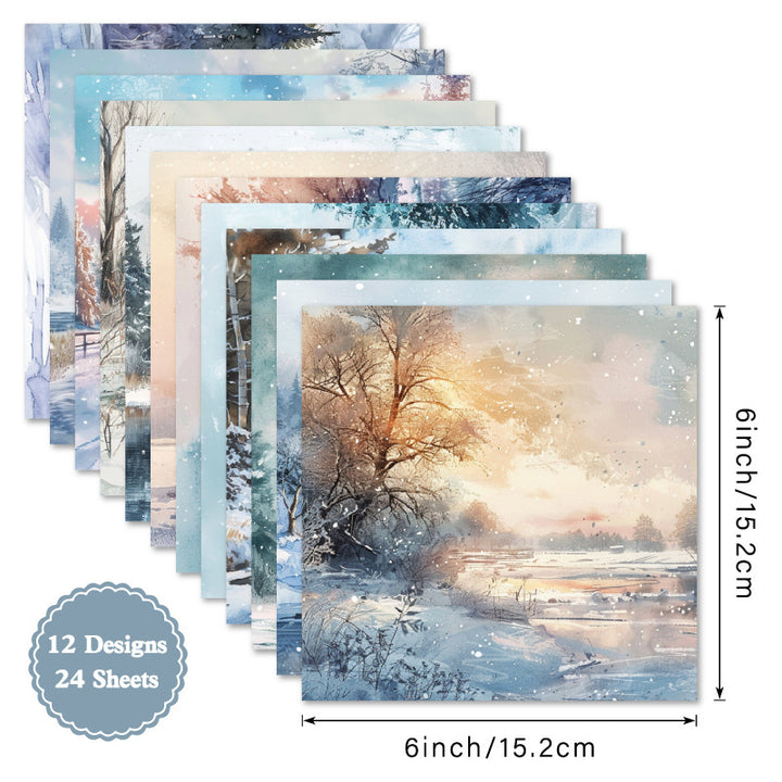 Kokorosa 24PCS 6" Glacie Scrapbook & Cardstock Paper