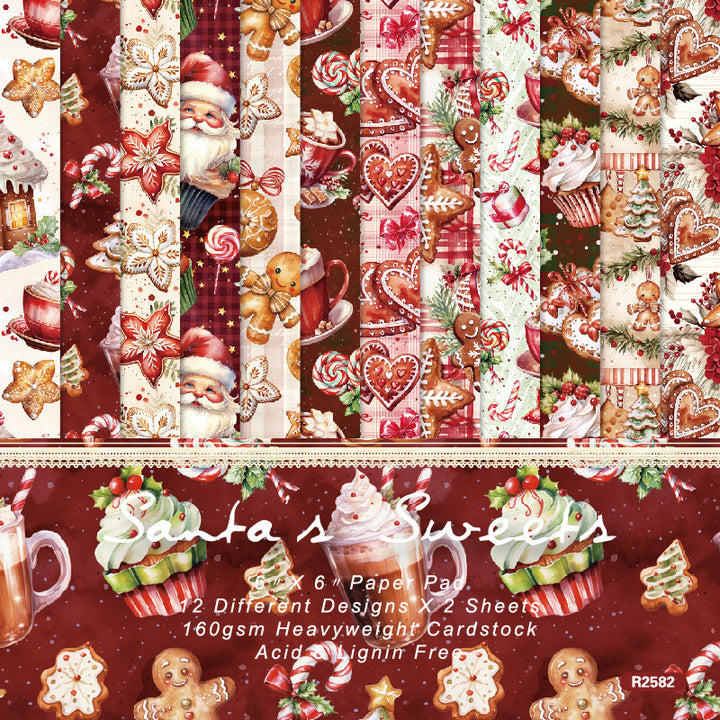 Kokorosa 24PCS 6" Santa's Sweets Scrapbook & Cardstock Paper
