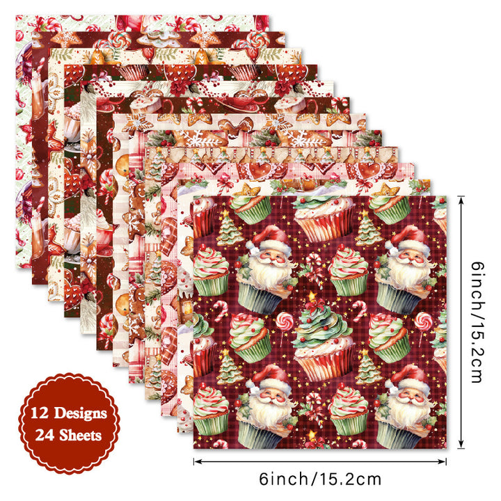 Kokorosa 24PCS 6" Santa's Sweets Scrapbook & Cardstock Paper