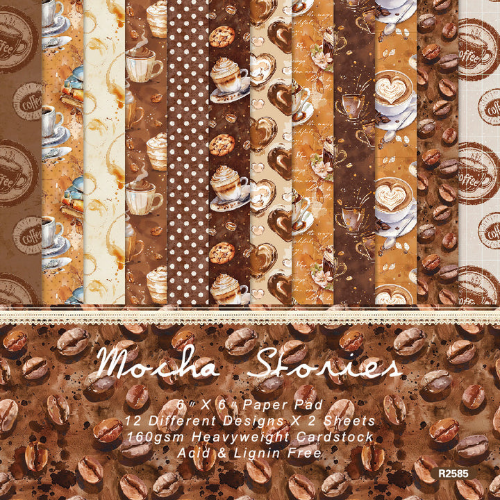 Kokorosa 24PCS 6" Mocha Stories Scrapbook & Cardstock Paper (Copy)