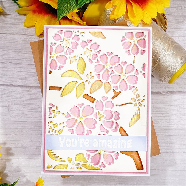 Kokorosa Metal Cutting Dies With Cherry Blossom Background Board