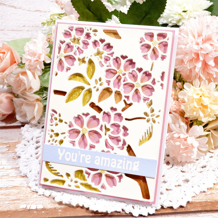 Kokorosa Metal Cutting Dies With Cherry Blossom Background Board