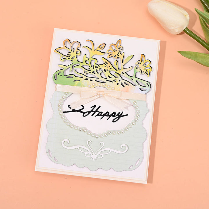 Kokorosa Metal Cutting Dies with Natural Plants Irregular Background Board