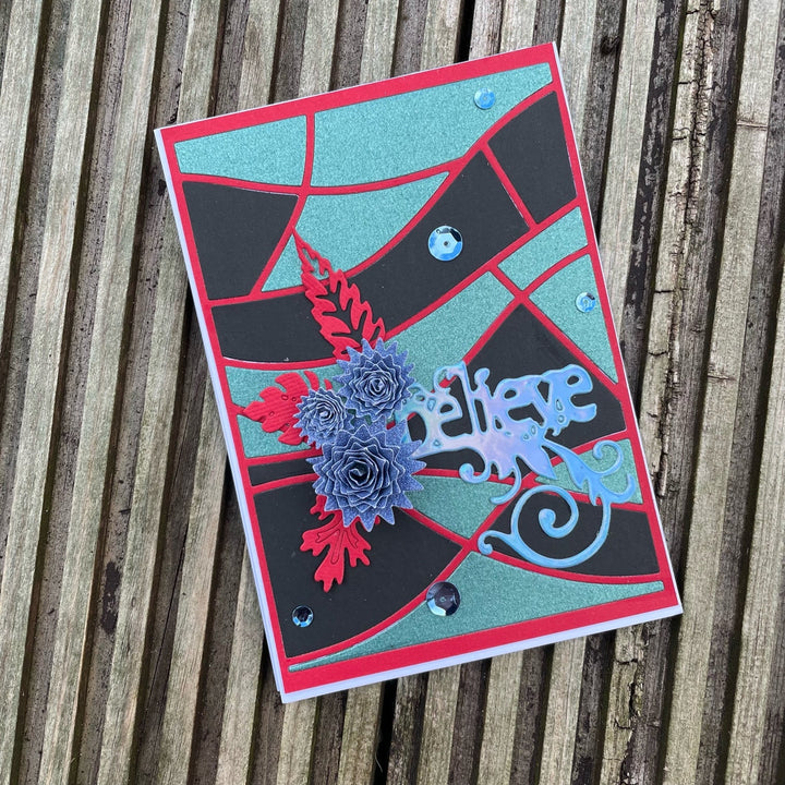 Kokorosa Metal Cutting Dies with "Believe, Hope, Dream" with Feather