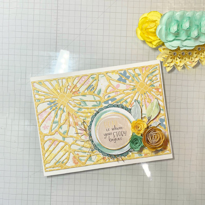 Kokorosa Metal Cutting Dies with Floral Frame Background