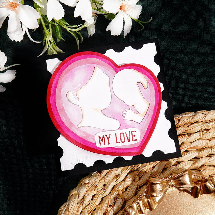 Kokorosa Metal Cutting Dies with Mother & Baby Heart Frame Board