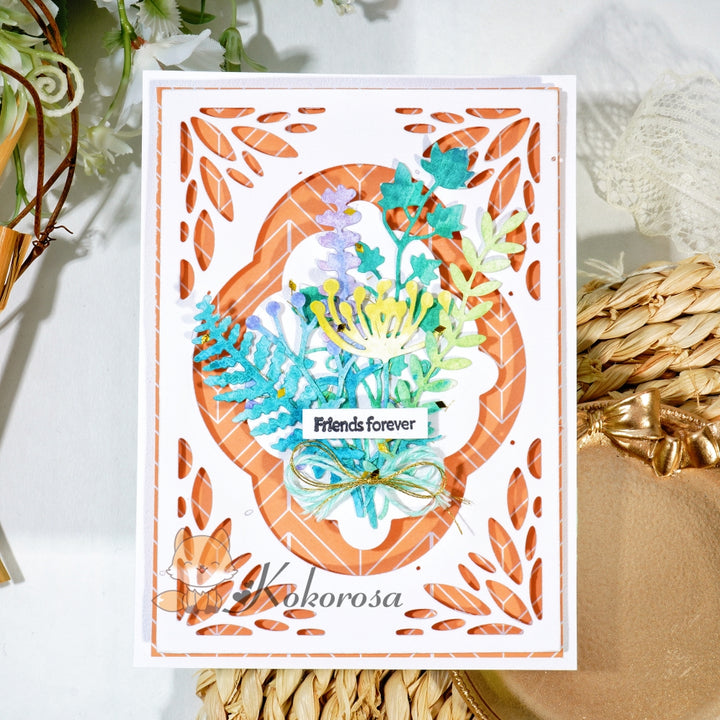 Kokorosa Metal Cutting Dies with Floral Hollow Background Board