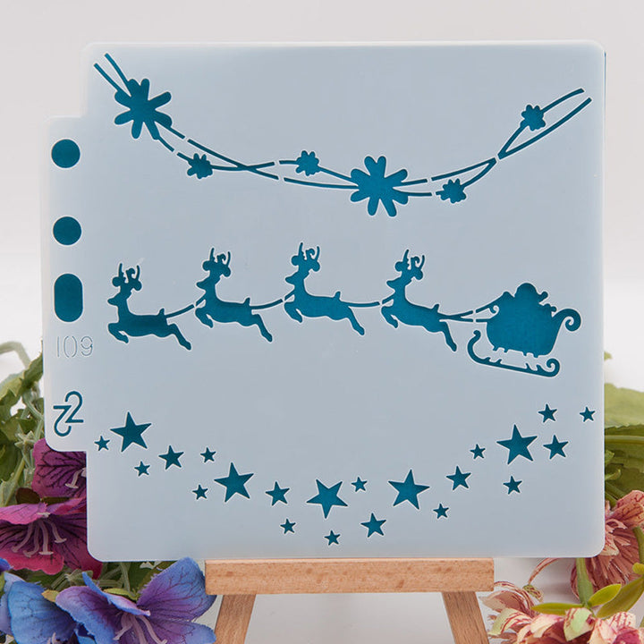 Kokorosa Elk Christmas Gift Cart DIY Painting Hollow Printing Stencil
