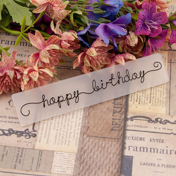 Kokorosa Happy Birthday English Phrases Plastic Embossing Folder