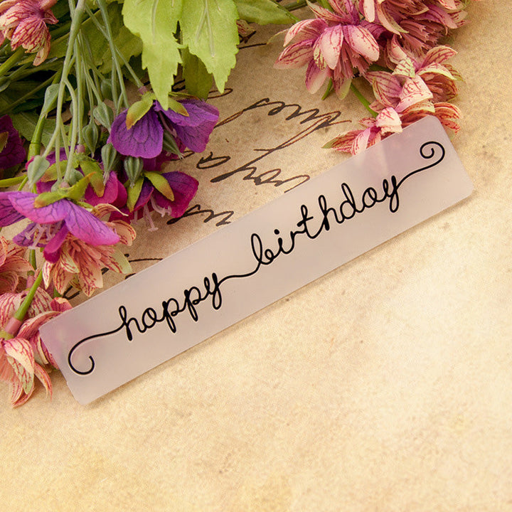 Kokorosa Happy Birthday English Phrases Plastic Embossing Folder