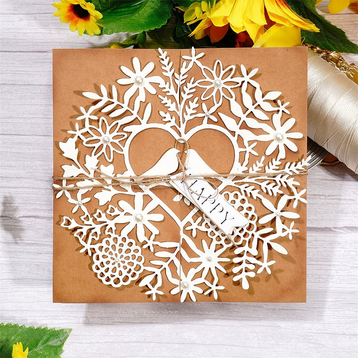 Kokorosa Heart Shape Flowers Birds Metal Cutting Dies
