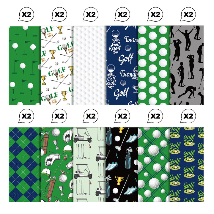 Kokorosa 24PCS 12" Golf Theme Scrapbook & Cardstock Paper