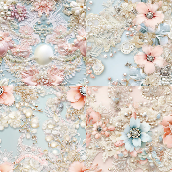 Kokorosa 24PCS 6" Pearl Embroidery Scrapbook & Cardstock Paper