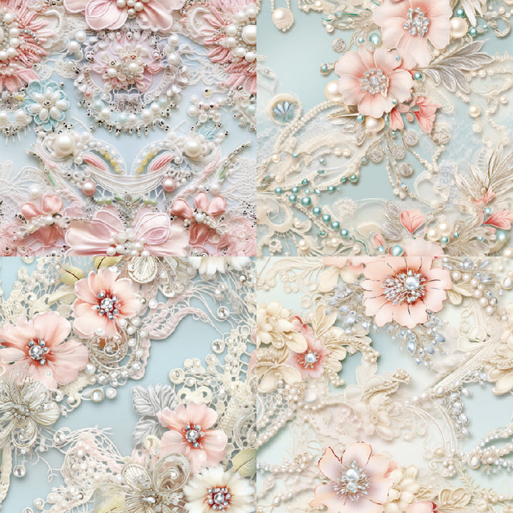 Kokorosa 24PCS 6" Pearl Embroidery Scrapbook & Cardstock Paper