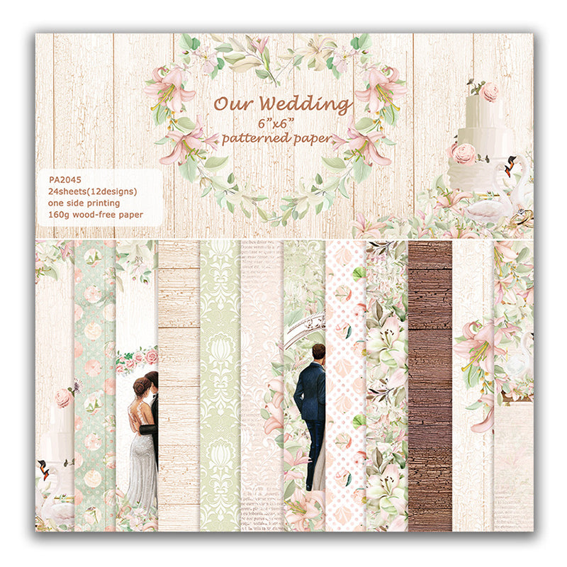 Kokorosa 24PCS 6 Our Wedding DIY Scrapbook & Cardstock Paper –