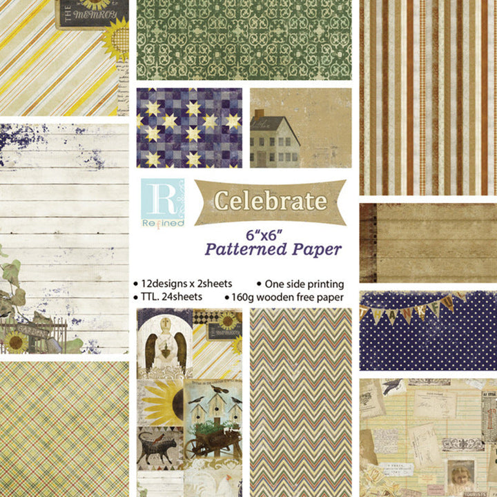 Kokorosa 24PCS DIY Scrapbook & Cardmaking Plaid Printing Paper