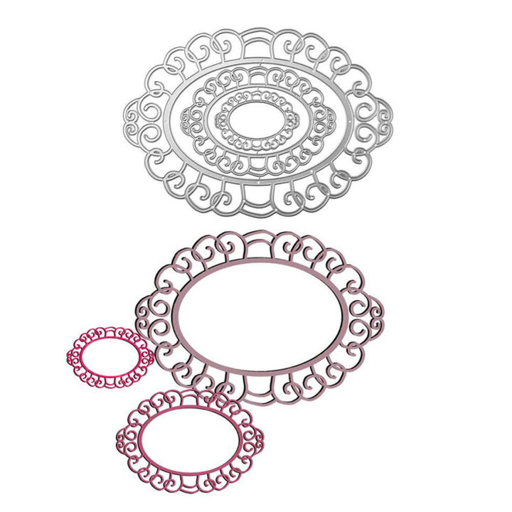 Kokorosa Large Size Oval Lace Frame Metal Cutting Dies
