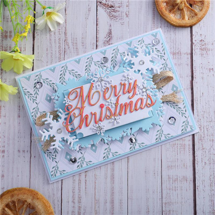Kokorosa Merry Christmas Words with Snowflakes Decor Dies