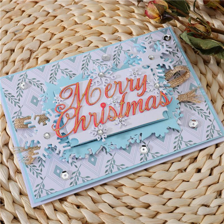 Kokorosa Merry Christmas Words with Snowflakes Decor Dies