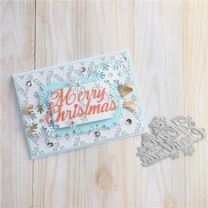 Kokorosa Merry Christmas Words with Snowflakes Decor Dies