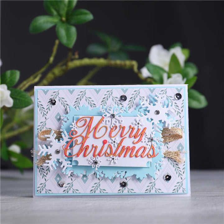 Kokorosa Merry Christmas Words with Snowflakes Decor Dies