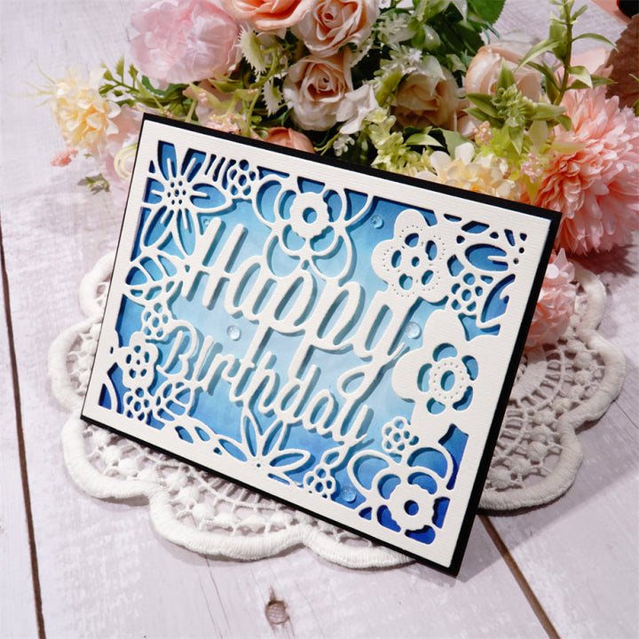 Kokorosa Metal Cutting Dies With Birthday Floral Background Board
