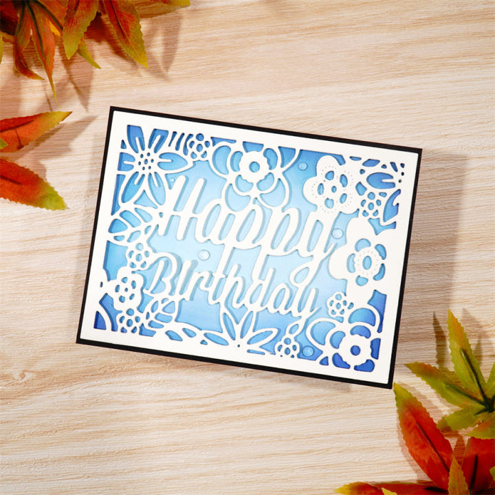 Kokorosa Metal Cutting Dies With Birthday Floral Background Board