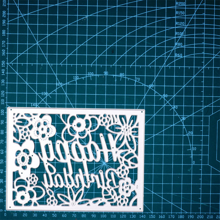 Kokorosa Metal Cutting Dies With Birthday Floral Background Board