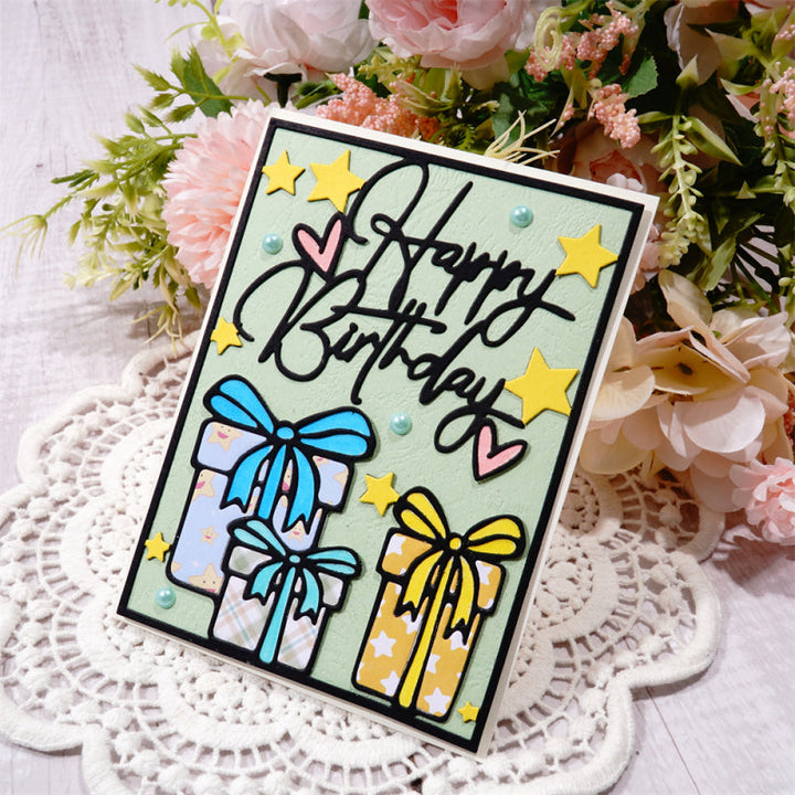 Kokorosa Metal Cutting Dies With Birthday Gift Background Board