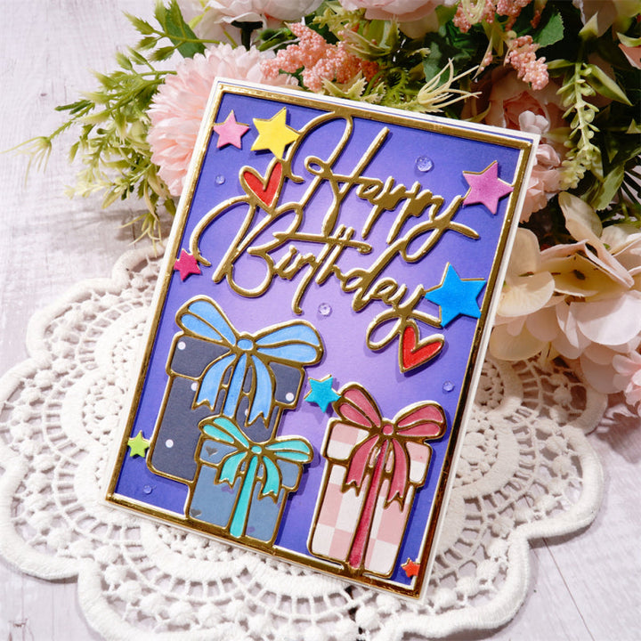 Kokorosa Metal Cutting Dies With Birthday Gift Background Board